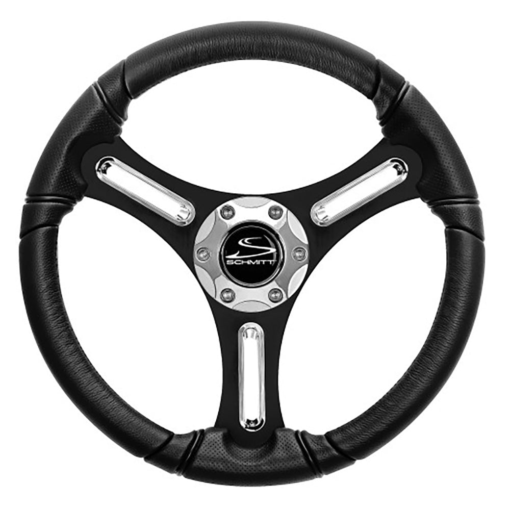 Schmitt Marine Torcello 14" Wheel - 03 Series - Polyurethane Wheel w/Chrome Spoke Inserts Cap - Black Brushed Spokes - 3/4" - Retail Packaging