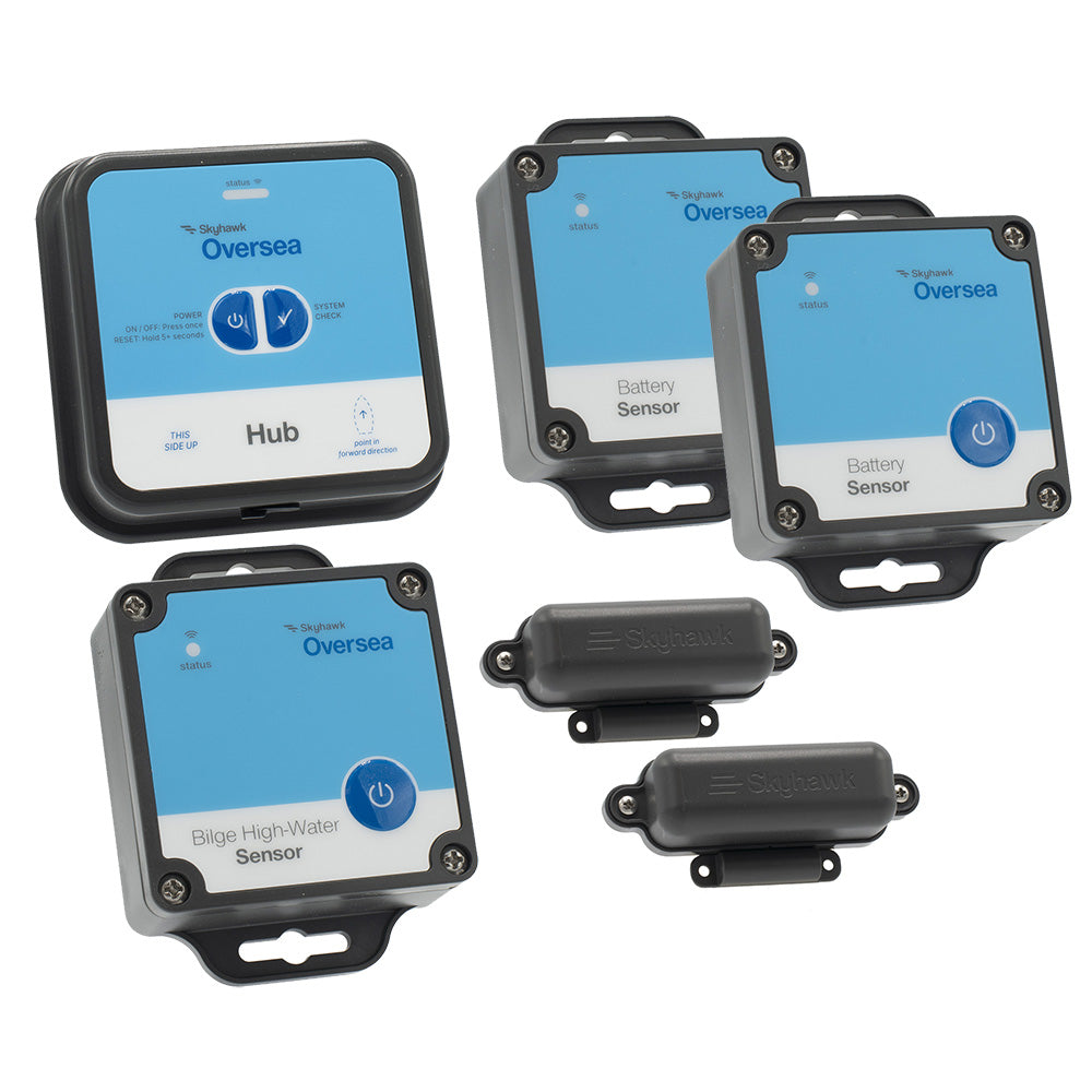 Skyhawk Oversea Fishing Bundle Hub - 1 Oversea Hub, 2 Battery Sensors, 2 Entry Sensors 2 Bilge High-Water Sensors