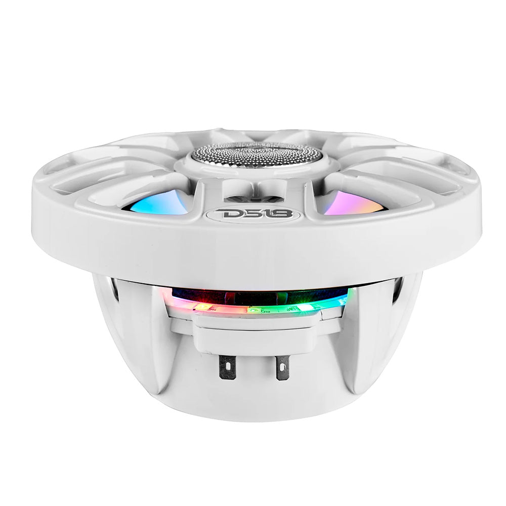 DS18 8" 2-Way Coaxial Marine Speakers w/Digital LED Lights Bullet Tweeter - White - 175W, 4-Ohm