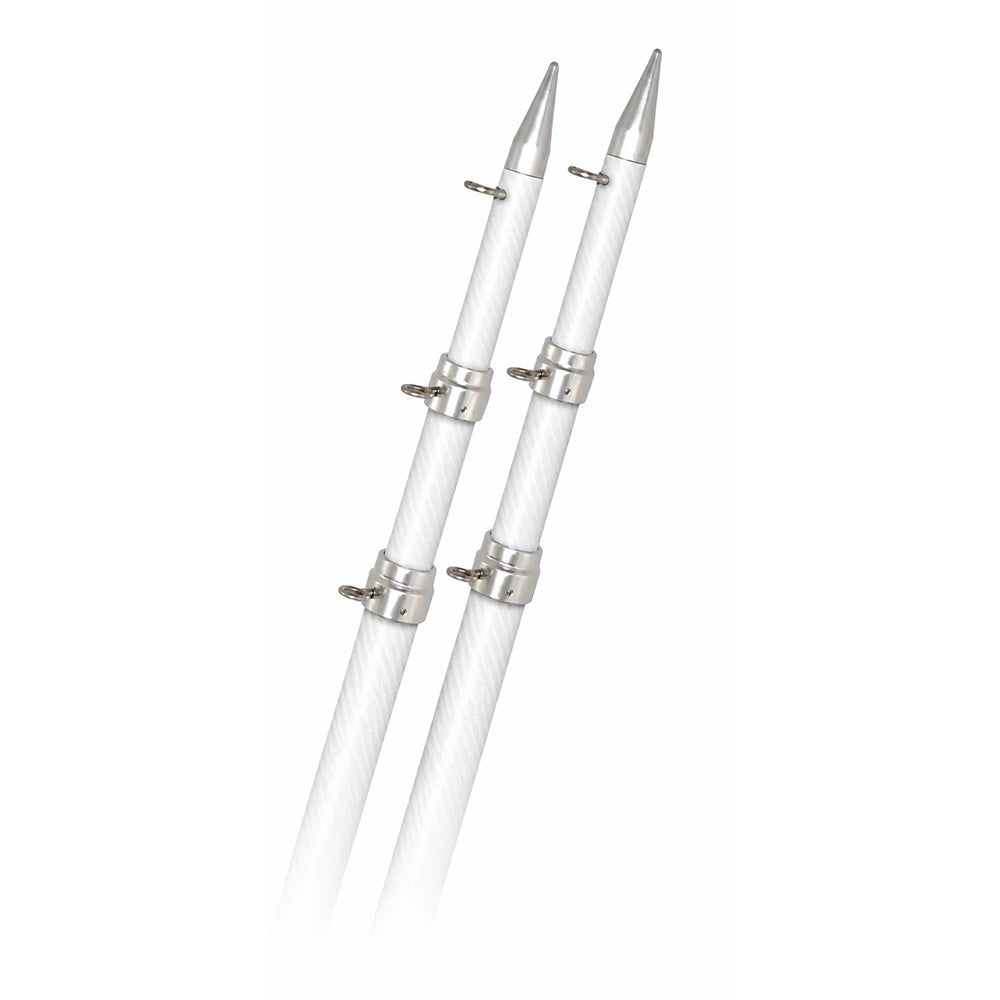 Rupp 18' White Carbon Fiber Telescoping Outrigger Poles 1.5" Diameter (Pair)