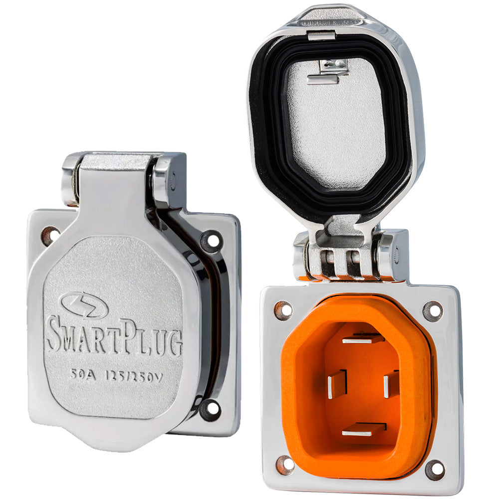 SmartPlug 50 AMP Male Inlet W/Cover - Stainless Steel