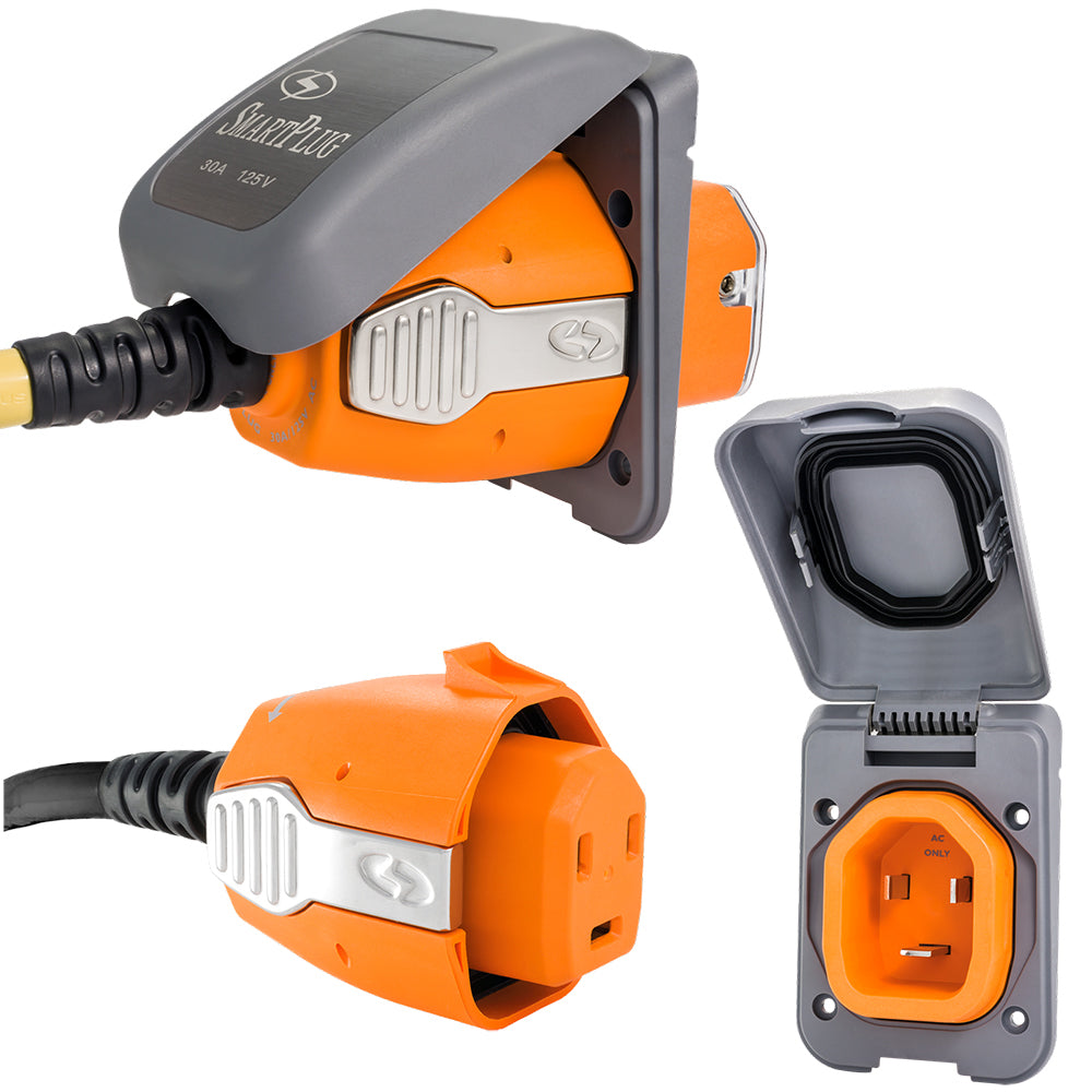 SmartPlug 30 AMP Inlet Female Cord Connector Combo - Grey