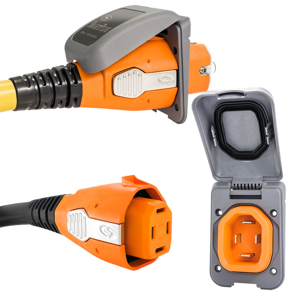 SmartPlug 50 AMP Inlet Female Cord Connector Combo - Grey