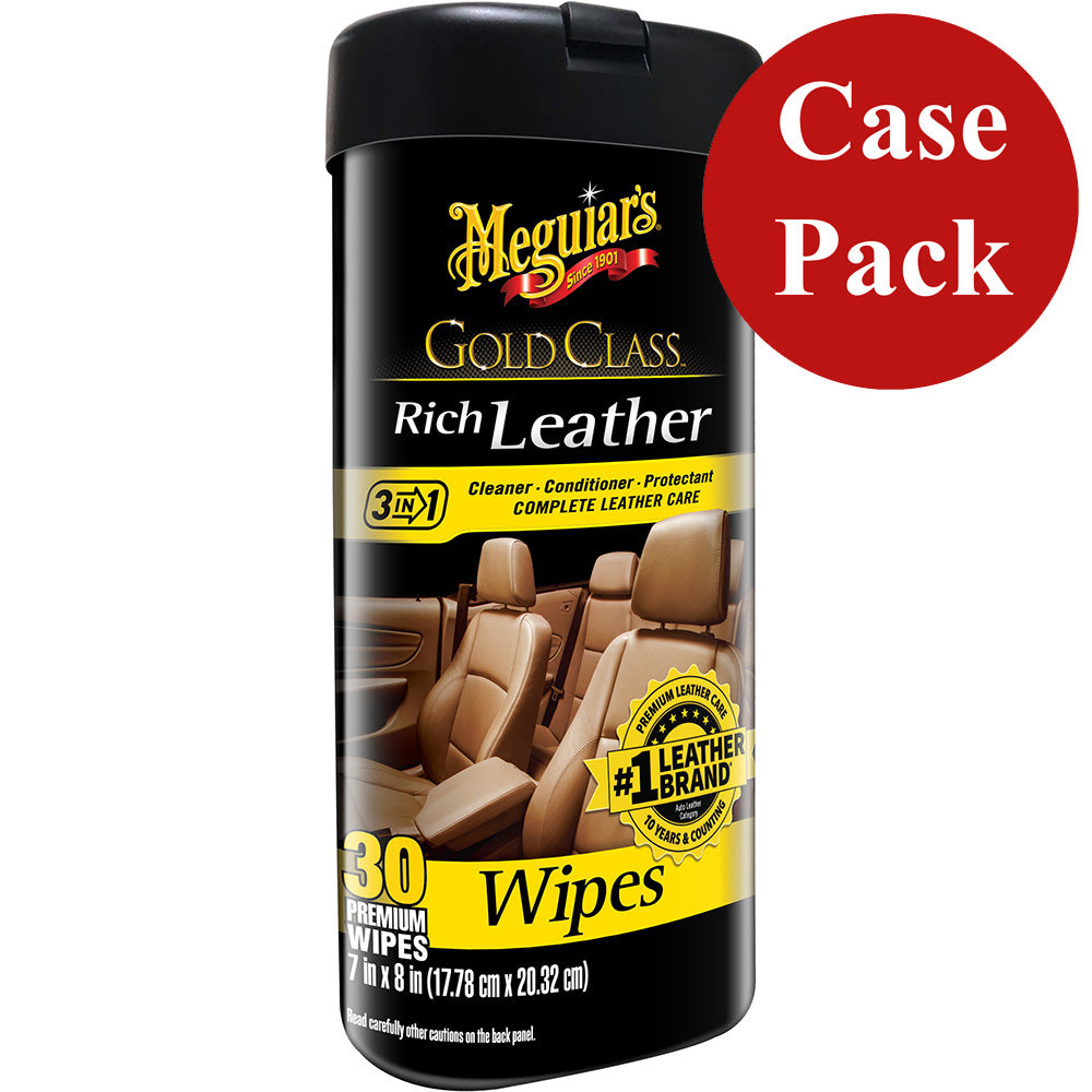 Meguiars Gold Class Rich Leather Cleaner Conditioner Wipes *Case of 6*