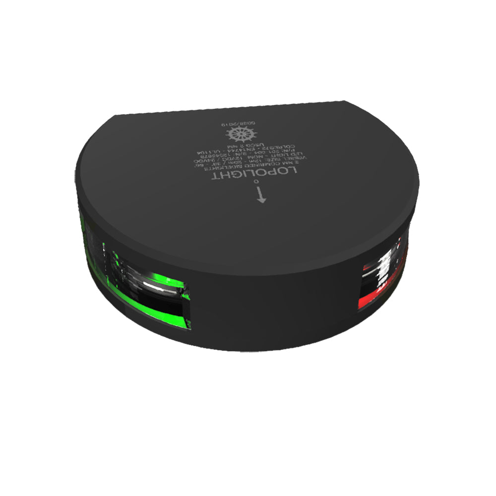 Lopolght Series 201-004 - Starboard Port Sidelight - 2NM - Vertical Mount - Green/Red - Black Housing