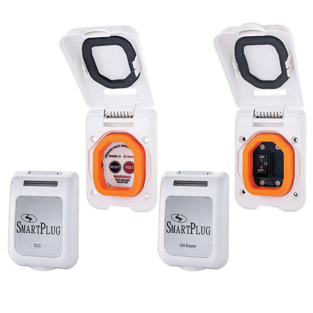 SmartPlug Combo Kit w/ELCI Sensor 50 Amp Breaker Non-Metallic Door - White