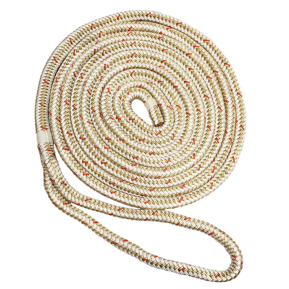 New England Ropes 1/2" Double Braid Dock Line - White/Gold w/Tracer - 35