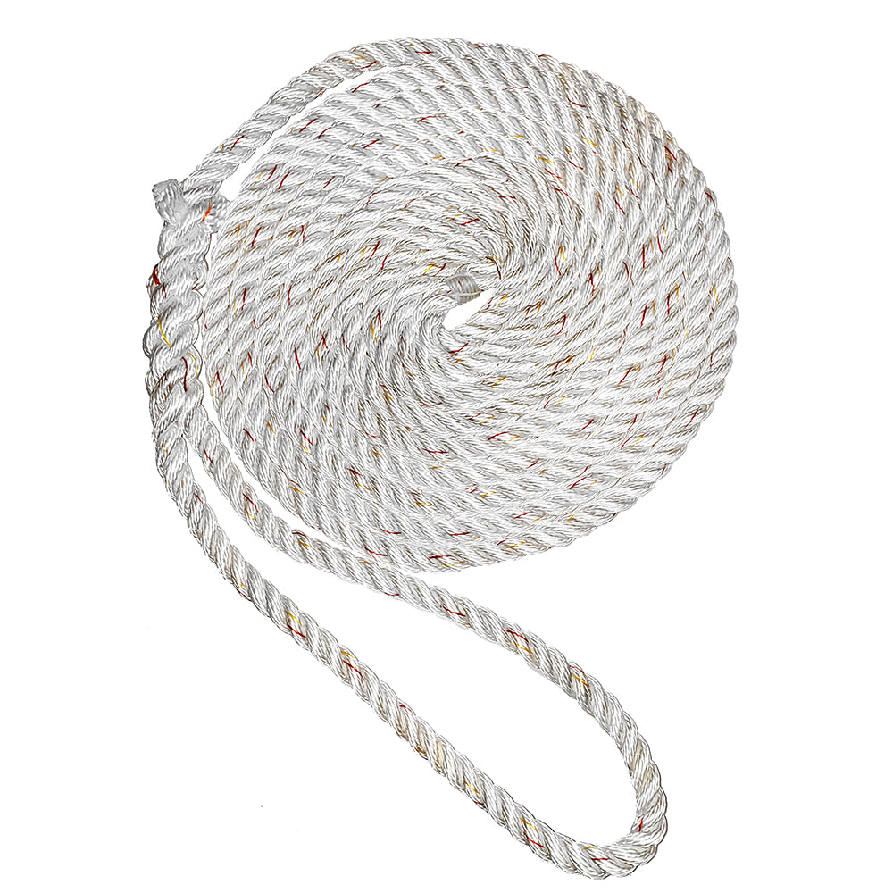 New England Ropes 5/8"Premium 3-Strand Dock Line - White w/Tracer - 50