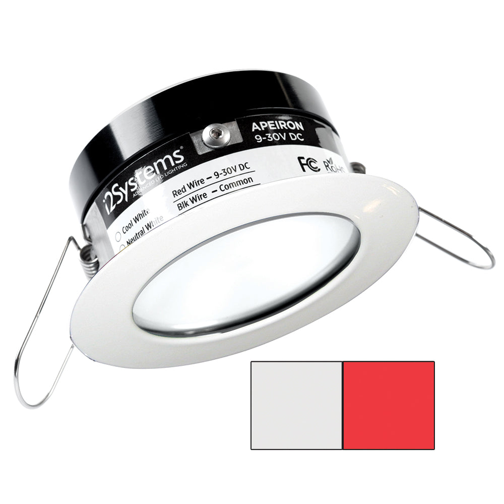 i2Systems Apeiron PRO A503 - 3W Spring Mount Light - Round - Cool White Red - White Finish