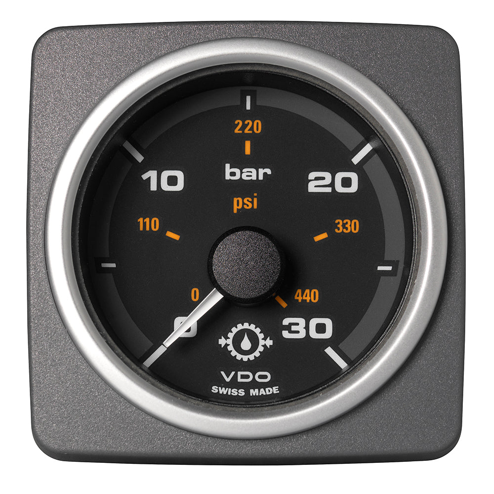 Veratron 52 MM (2-1/16") AcquaLink Transmission Oil Pressure 30 Bar/440 PSI - Black Dial Bezel