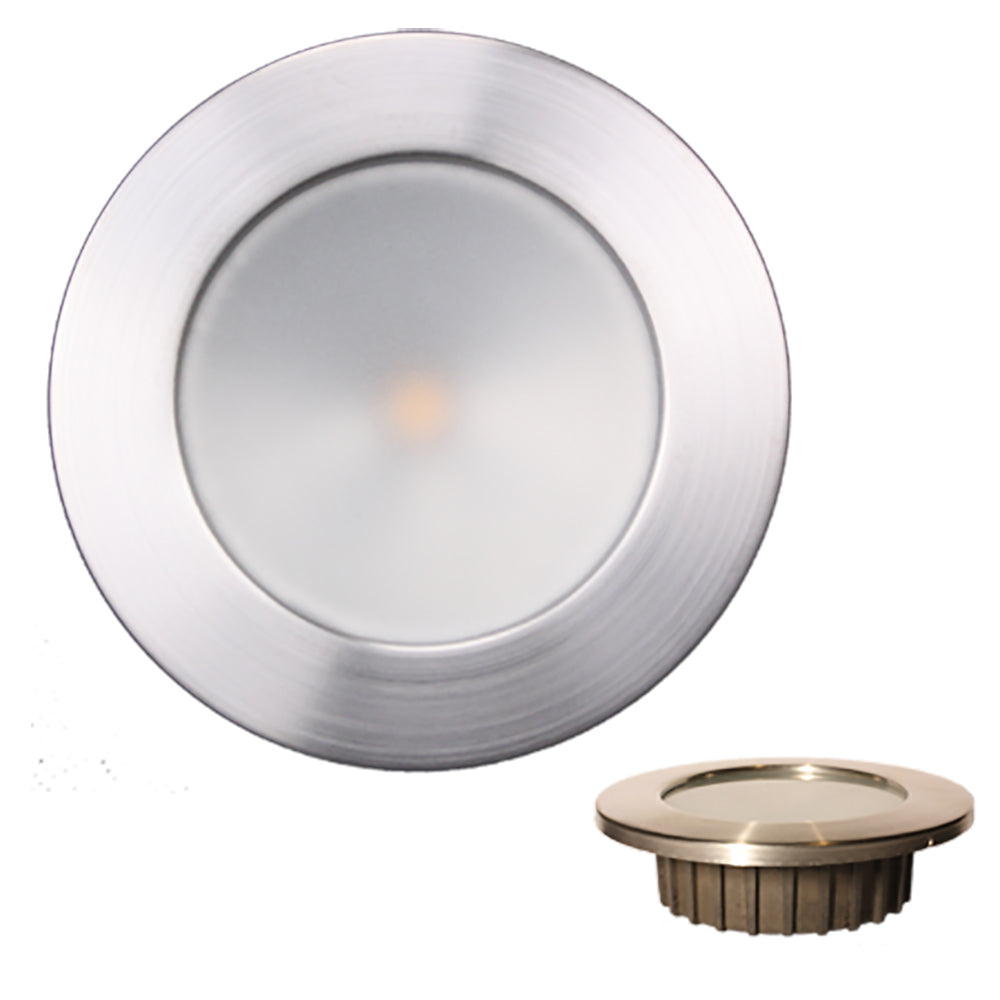 Lunasea ZERO EMI Recessed 3.5 LED Light - Warm White, Blue w/Brushed Stainless Steel Bezel - 12VDC