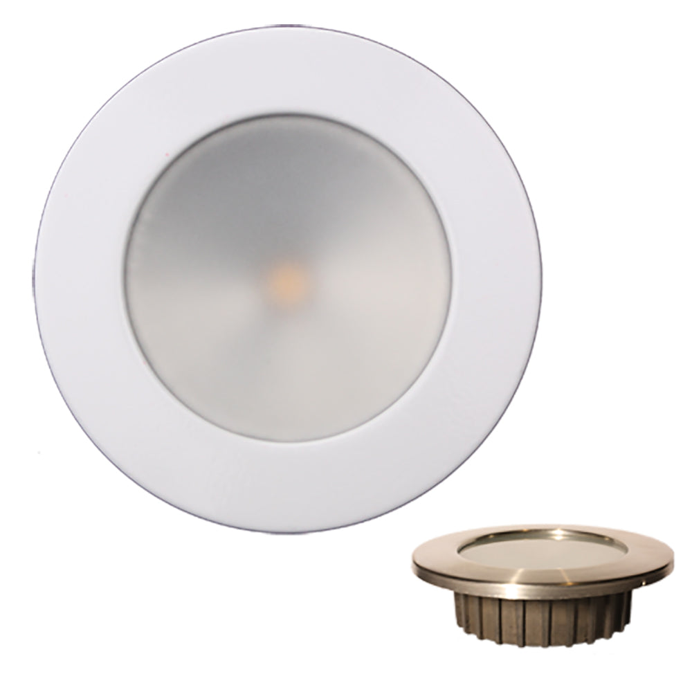 Lunasea ZERO EMI Recessed 3.5 LED Light - Warm White, Red w/White Stainless Steel Bezel - 12VDC