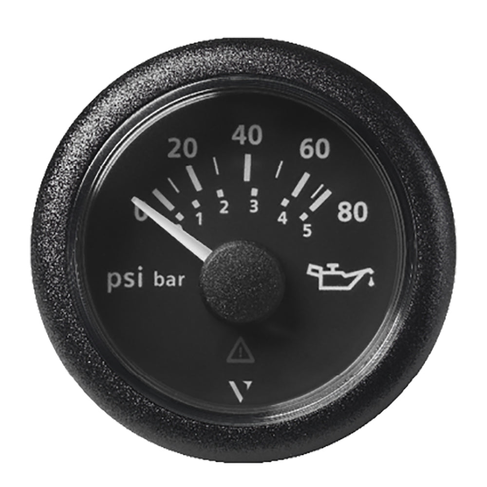 Veratron 52MM (2-1/16") ViewLine Oil Pressure Gauge 80 PSI/5 Bar - Black Dial Round Bezel