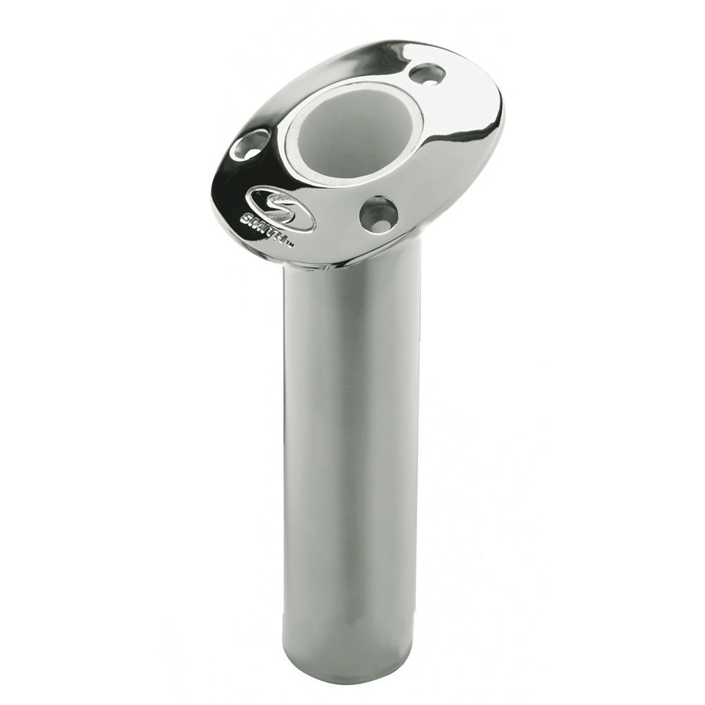 C.E. Smith Flush Mount Rod Holder - 15 Degree 9" Depth - Stainless Steel - Cast Gimbal - White Vinyl Liner