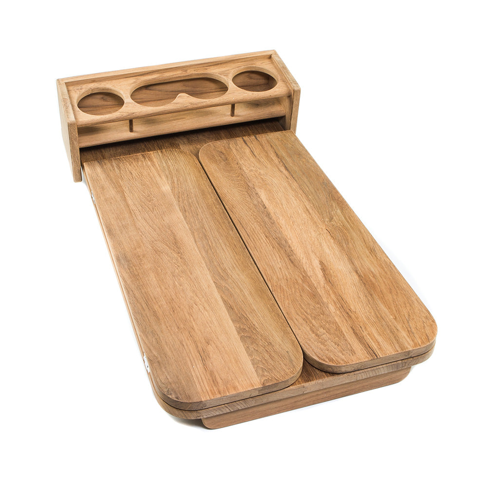 Whitecap Cockpit Table w/Folding Leaves 4 Cupholders - Teak