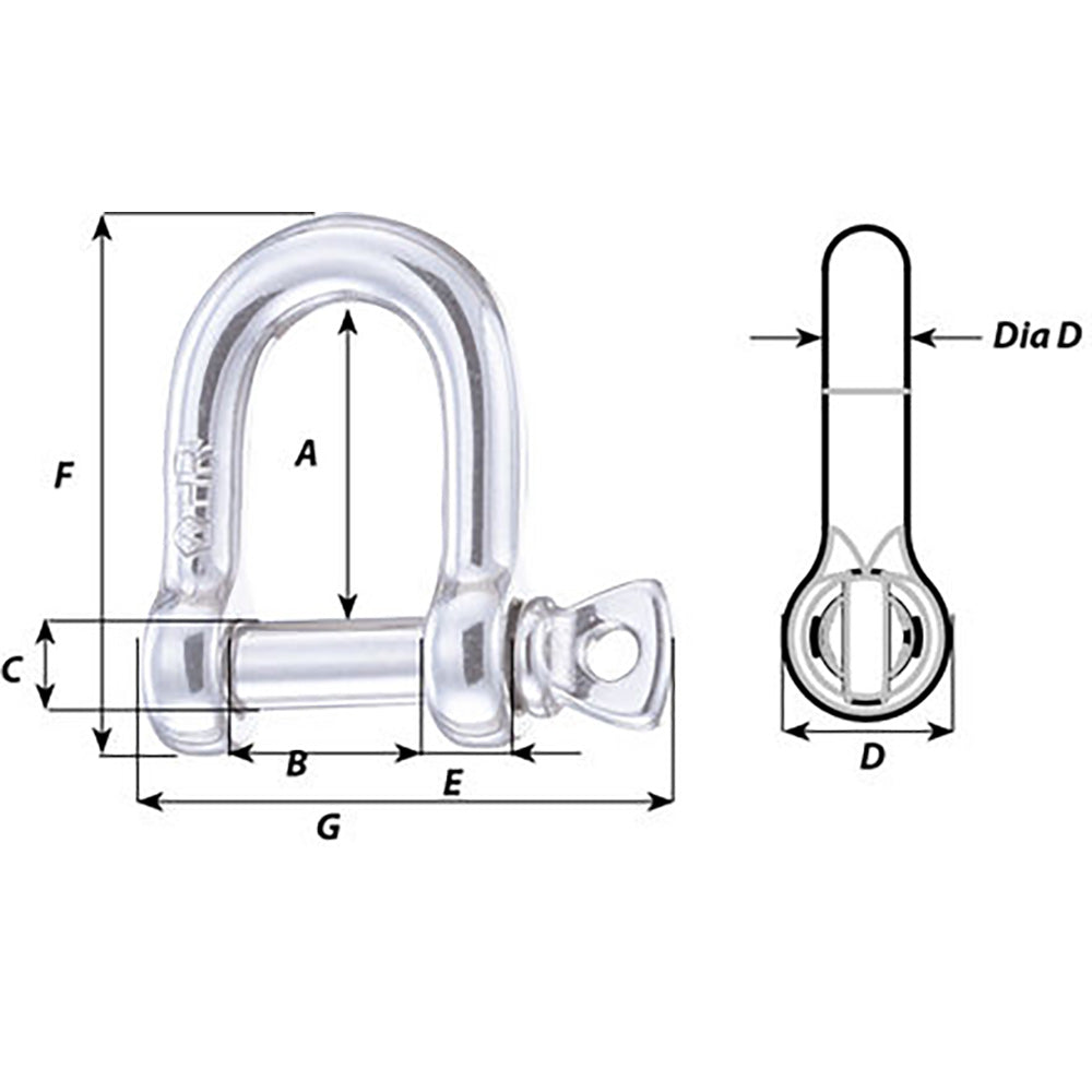 Wichard HR D Shackle - 14mm Diameter