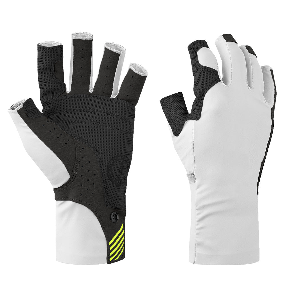 Mustang Traction UV Open Finger Gloves - White Black - Medium