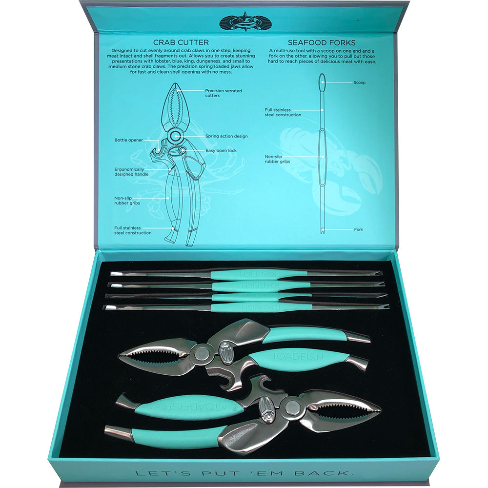 Toadfish Crab/Lobster Tool Set - 2 Shell Cutters 4 Seafood Forks