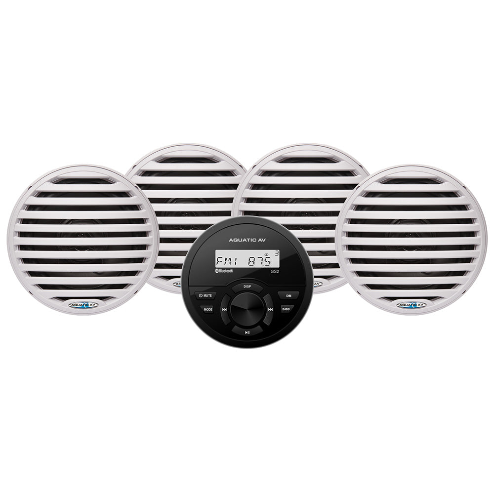 Aquatic AV GS2 Gauge Stereo  2 Pairs of EC651 6.5" White Speakers