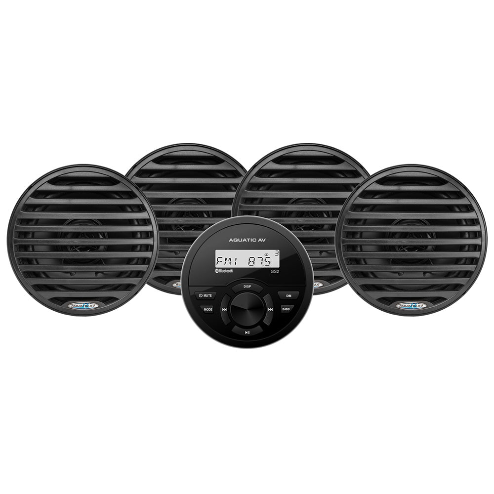 Aquatic AV GS2 Gauge Stereo  2 Pairs of EC652 6.5" Black Speakers