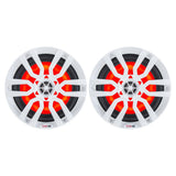 DS18 HYDRO 6.5" 2-Way Marine Speakers w/RGB LED Lights 300W - White